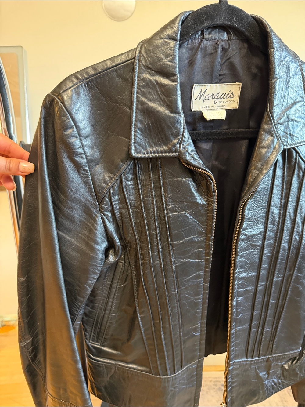 Marquise Black Leather Paneled Zip-Up Jacket - Picture 11 of 12